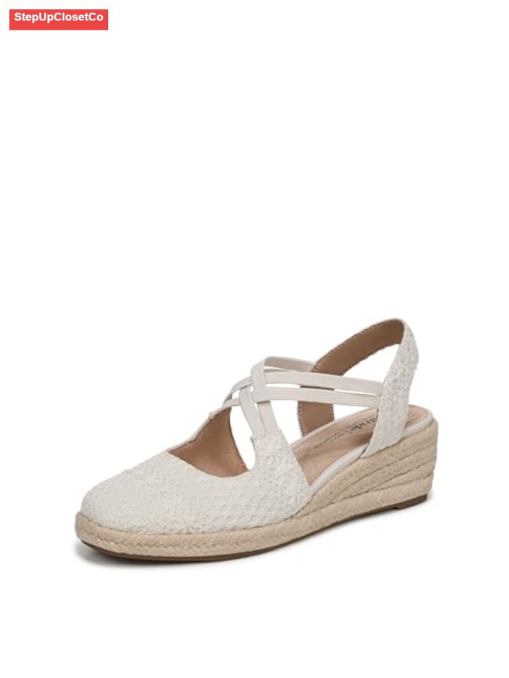 Espadrille Wedge Sandals with Crochet Fabric - Comfy Soft System